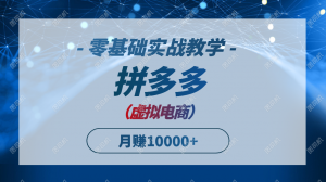 拼多多虚拟电商，零基础实战教学，快速打爆商品，新手也能月入10000+-木白网创