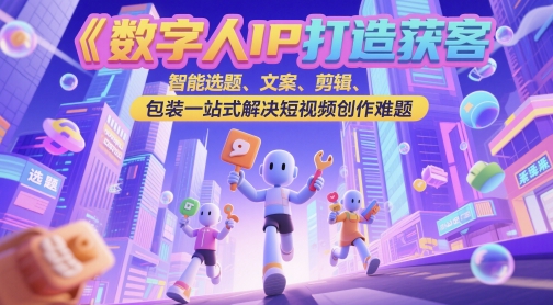 数字人IP打造获客变现实操课，智能选题、文案、剪辑、包装一站式解决短视频创作难题-木白网创