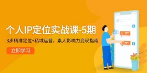个人IP定位实战课-5期，3步精准定位+私域运营，素人影响力变现指南-木白网创