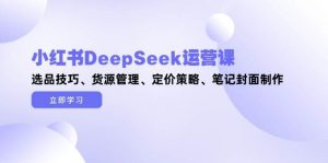 小红书DeepSeek运营课，选品技巧、货源管理、定价策略、笔记封面制作-木白网创