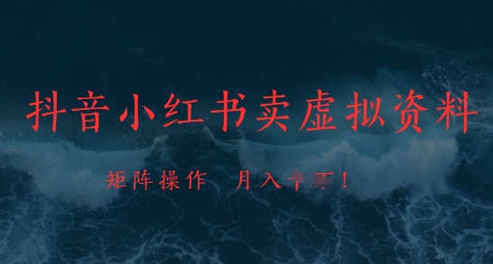 抖音小红书卖虚拟资料，市场需求一直存在，矩阵操作，月入1w+-木白网创