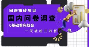 网创搬砖项目，国内问卷调查，0基础看完就会 一天轻松三四张，靠谱副业干就完了【揭秘】-木白网创