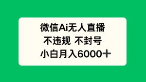 微信AI无人直播，不违规 不封号 ，小白月入6000+-木白网创