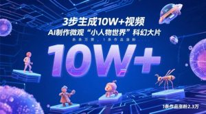 3步生成10W+视频，AI制作微观“小人物世界”科幻大片，条条万赞，1条作品涨粉2.3W-木白网创