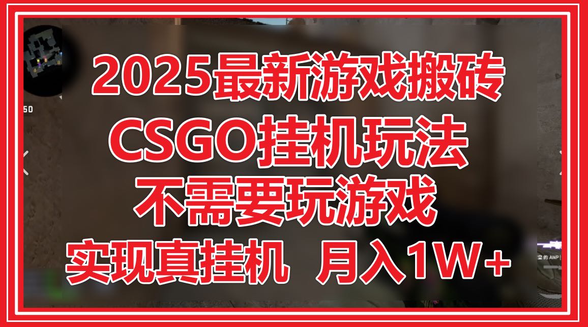 2025最新游戏搬砖，CSGO挂机，不需要玩游戏，实现真挂机，月入1W+-木白网创