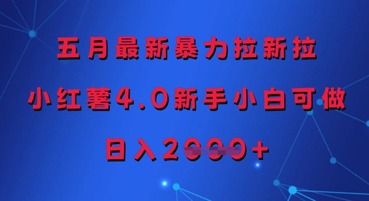 五月最新暴力拉新拉，小红薯4.0新手小白可做，日入多张-木白网创