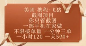 飞猪美团截图项目,你只管截图,一部手机在家做,正规平台无套路,一天5张+【揭秘】-木白网创