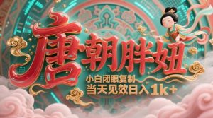 用AI克隆“唐朝胖妞”日更3条，平台疯狂推流，小白闭眼复制，当天见效，日入1k+-木白网创