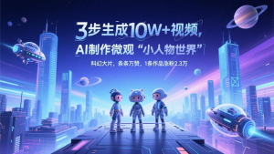 三步生成10W+视频，AI制作微观“小人物世界”科幻大片，条条万赞，1条作品涨粉2.3万-木白网创