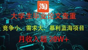 大学生毕业论文查重，暴利蓝海项目，月收入过1W+-木白网创