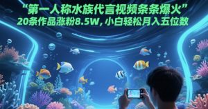 第一人称水族代言视频条条爆火，20条作品涨粉8.5W，小白轻松月入五位数-木白网创