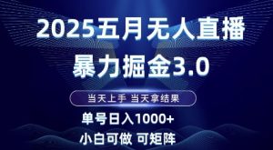 2025五月无人直播暴力掘金3.0，当天上手，当天拿结果，单号日入1k+小白可做可矩阵【揭秘】-木白网创