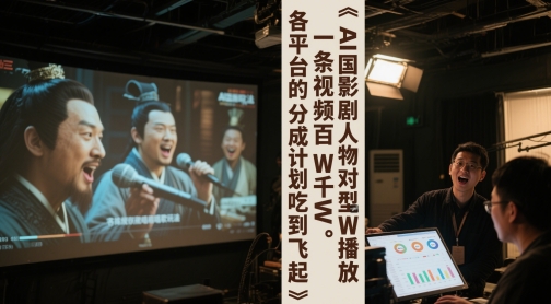 AI三国影视剧人物对口型唱歌玩法，一条视频百W千W播放，各平台的分成计划吃到飞起-木白网创