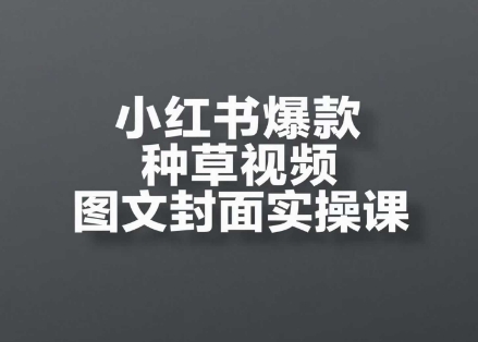 小红书爆款种草视频图文封面实操课，​开店、选品、引流、变现全流程-木白网创