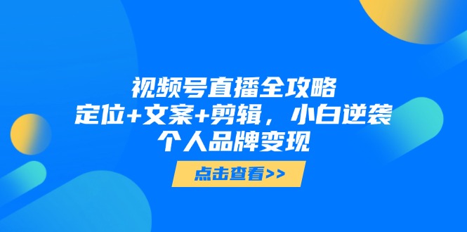 视频号直播全攻略，定位+文案+剪辑，小白逆袭个人品牌变现-木白网创