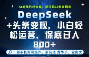 DeepSeek+头条变现,保姆级教学,小白轻松上手,日入8张+【揭秘】-木白网创