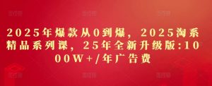 2025年爆款从0到爆，2025淘系精品系列课，25年全新升级版：1000W+1年广告费-木白网创
