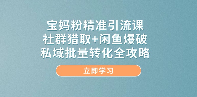 宝妈粉精准引流课，社群猎取+闲鱼爆破，私域批量转化全攻略-木白网创