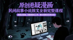 原创悬疑漫画民间故事小说推文全新完整课程， 搭配ai绘画，0基础轻松上手，撸分成和伙伴计划-木白网创