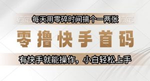 零撸快手首码,每天用零碎时间搞个一两张,有快手就能操作小白轻松上手【揭秘】-木白网创