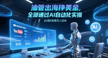 油管出海挣美金，全部通过AI自动化实操，从0到1实现月入过W-木白网创