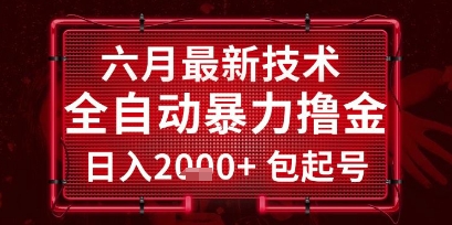 六月最新技术全自动暴力撸金，稳定日入2k+包起号，长期稳定【揭秘】-木白网创