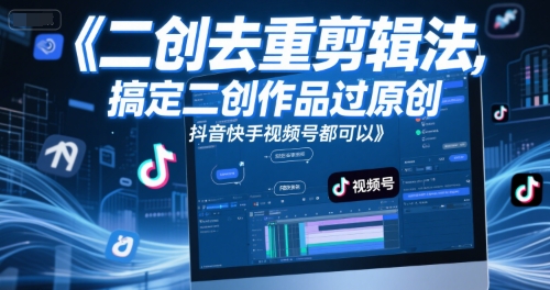 短视频二创去重剪辑法，搞定二创作品过原创，抖音快手视频号都可以-木白网创
