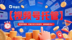 【视频号托管 】我提供视频，你每天花5分钟发布，最高躺挣2W+【揭秘】-木白网创