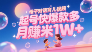 AI生成母子对话育儿类视频，起号快爆款多，小白宝妈轻松学，多渠道变现，月赚米1W+-木白网创