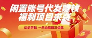 福利项目来袭，闲置账号代发挣钱，动动手指，一天也能搞三位数【揭秘】-木白网创