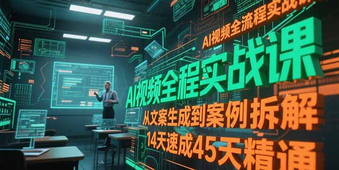 AI视频全流程实战课，从文案生成到案例拆解，14天速成45天精通-木白网创