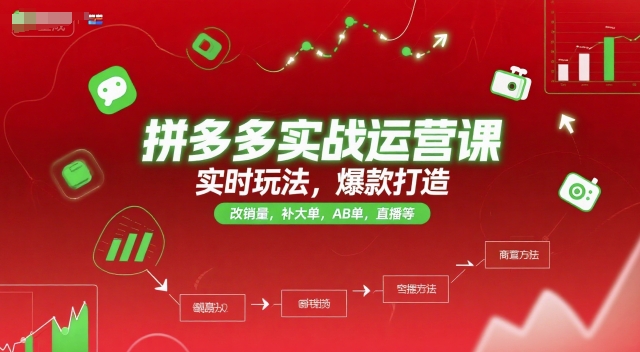 拼多多实战运营课，实时玩法，爆款打造，改销量，补大单，AB单，直播等(更新2025月)-木白网创