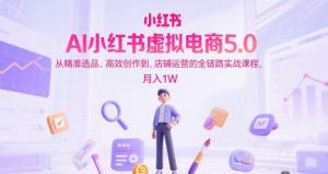AI小红书虚拟电商5.0，从精准选品、高效创作到，店铺运营的全链路实战课程，月入1W(更新中)-木白网创