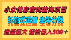 稳定日入300＋，小众信息查询蓝海项目，全程懒人式托管，解放你的时间-木白网创