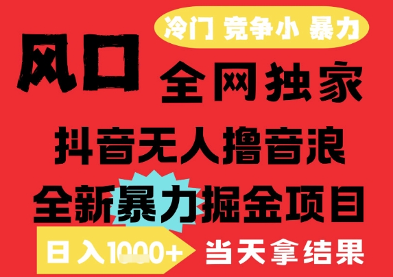25年6月高爆抖音无人直播最新撸音浪掘金项目，解放双手小白可做，无脑日入1k+，门槛低【揭秘】-木白网创
