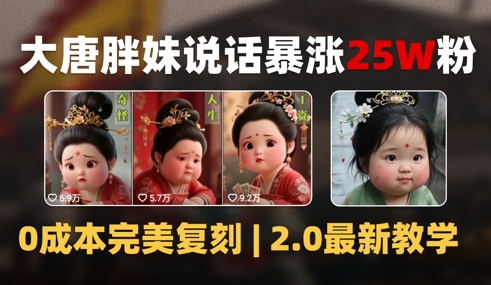 AI大唐胖贵妃说话2.0，40条视频暴涨40w粉，附独家变现攻略-木白网创