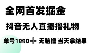 全网首发掘金抖音无人直播撸礼物，单号1k +无脑撸，当天拿结果【揭秘】-木白网创