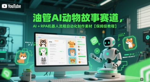 油管AI动物故事赛道，AI+RPA机器人流程自动化制作素材【保姆级教程】-木白网创