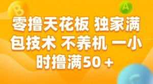 零撸天花板，独家满包技术，不用养机，一小时撸满50+，收益稳定【揭秘】-木白网创