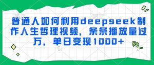 普通人如何利用deepseek制作人生哲理视频,条条播放量过万,单日变现1000+-木白网创