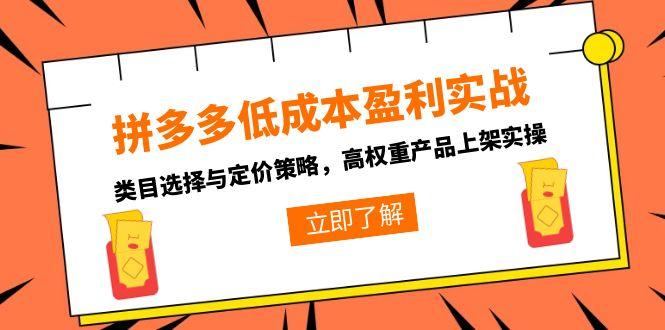 拼多多低成本盈利实战，类目选择与定价策略，高权重产品上架实操-木白网创