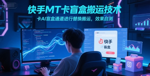 快手MT卡盲盒搬运技术，卡AI盲盒通道进行替换搬运，效果自测-木白网创