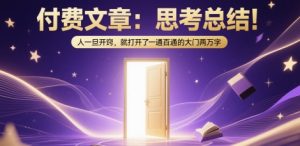 付费文章：思考总结！人一旦开窍，就打开了那扇一通百通的大门两万字-木白网创