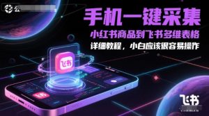 手机一键采集小红书商品到飞书多维表格，详细教程，小白应该很容易操作-木白网创
