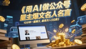 用AI做公众号流量主爆文名人名言，10分钟一篇爆文，最高月入5位数-木白网创