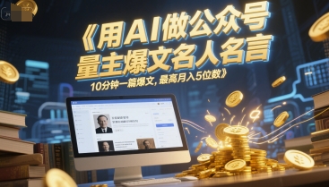 用AI做公众号流量主爆文名人名言，10分钟一篇爆文，最高月入5位数-木白网创