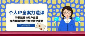 个人IP全案打造课，特长挖掘与用户分层，朋友圈策划到社群运营全攻略-木白网创