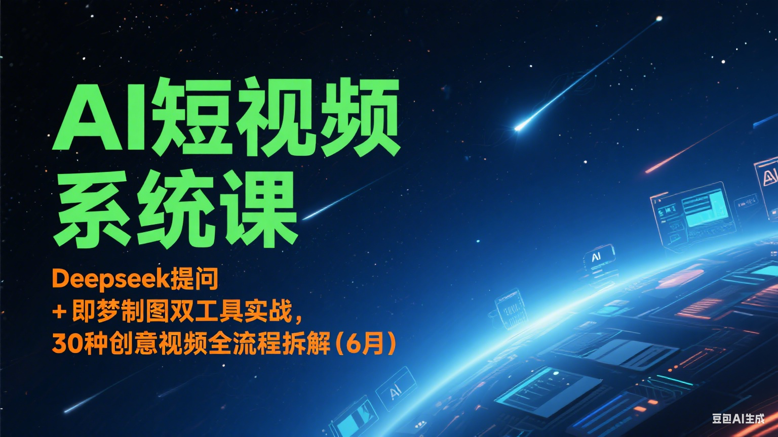 图片[1]-AI短视频系统课：Deepseek提问 + 即梦制图双工具实战，30种创意视频全流程拆解(6月)-木白网创