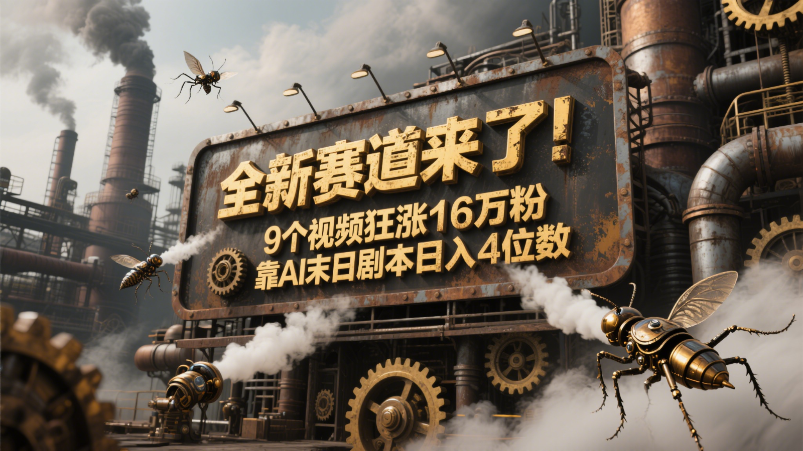 全新赛道来了！9个视频狂涨16万粉，靠AI末日剧本日入4位数，评论区爆肝追更！-木白网创