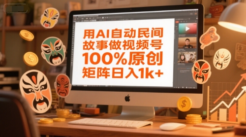 用AI自动民间故事做视频号，100%原创，矩阵日入1k+-木白网创